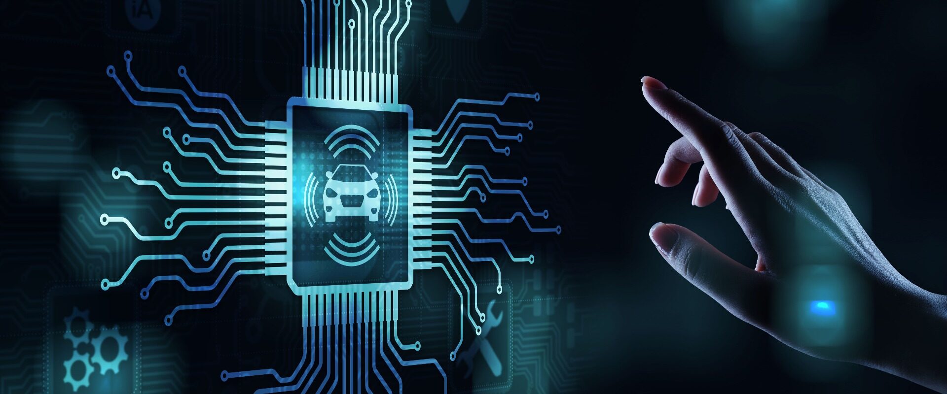 Konzept für intelligente Fahrzeug-IoT- und moderne Automatisierungstechnik auf einem virtuellen Bildschirm.